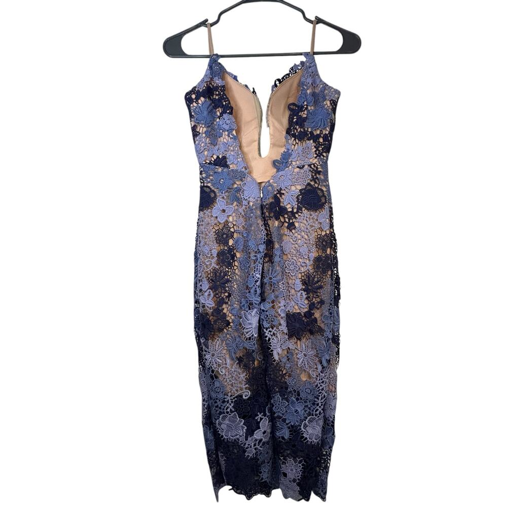 Jovani Blue Crochet Floral Dress - Size 0 - Picture 15 of 16